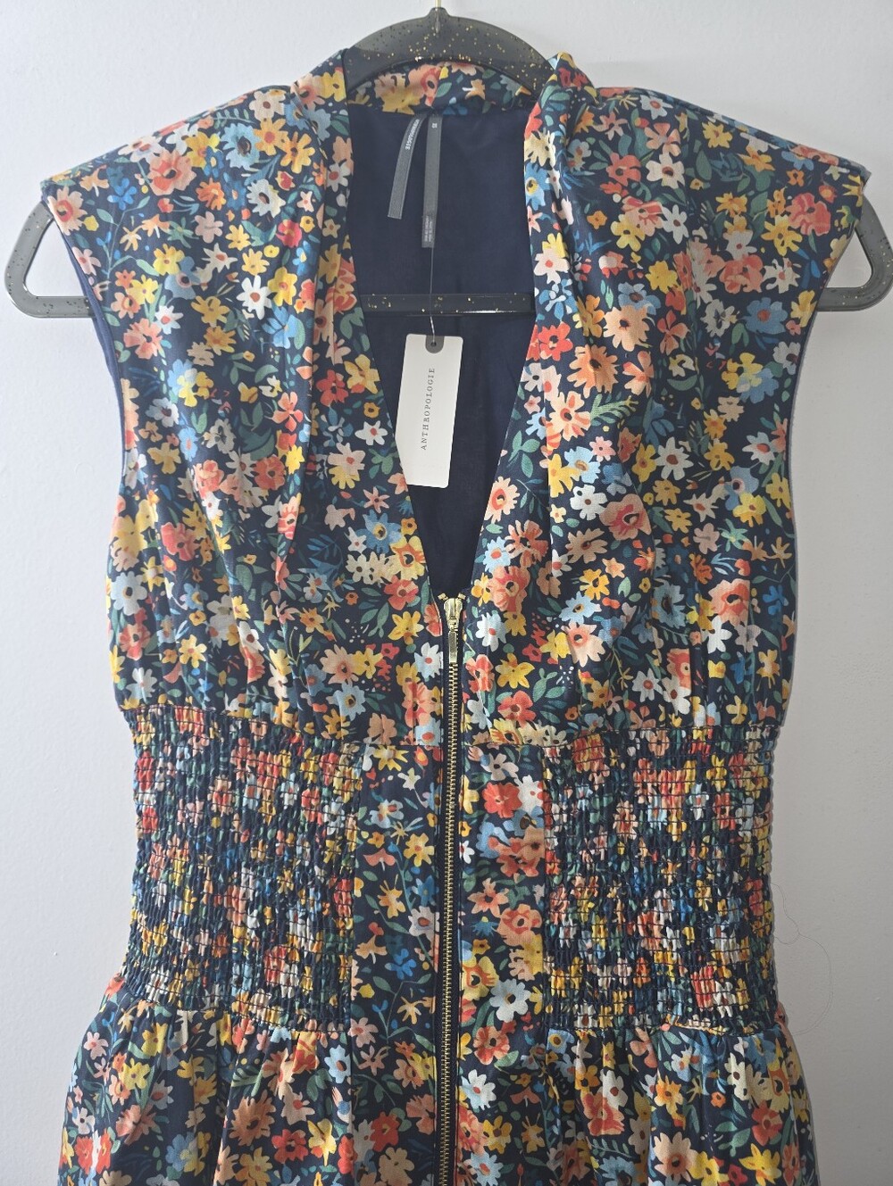 NWT Anthropologie Tommie Mini Shirtdress Navy Floral Size XS - Picture 2 of 8